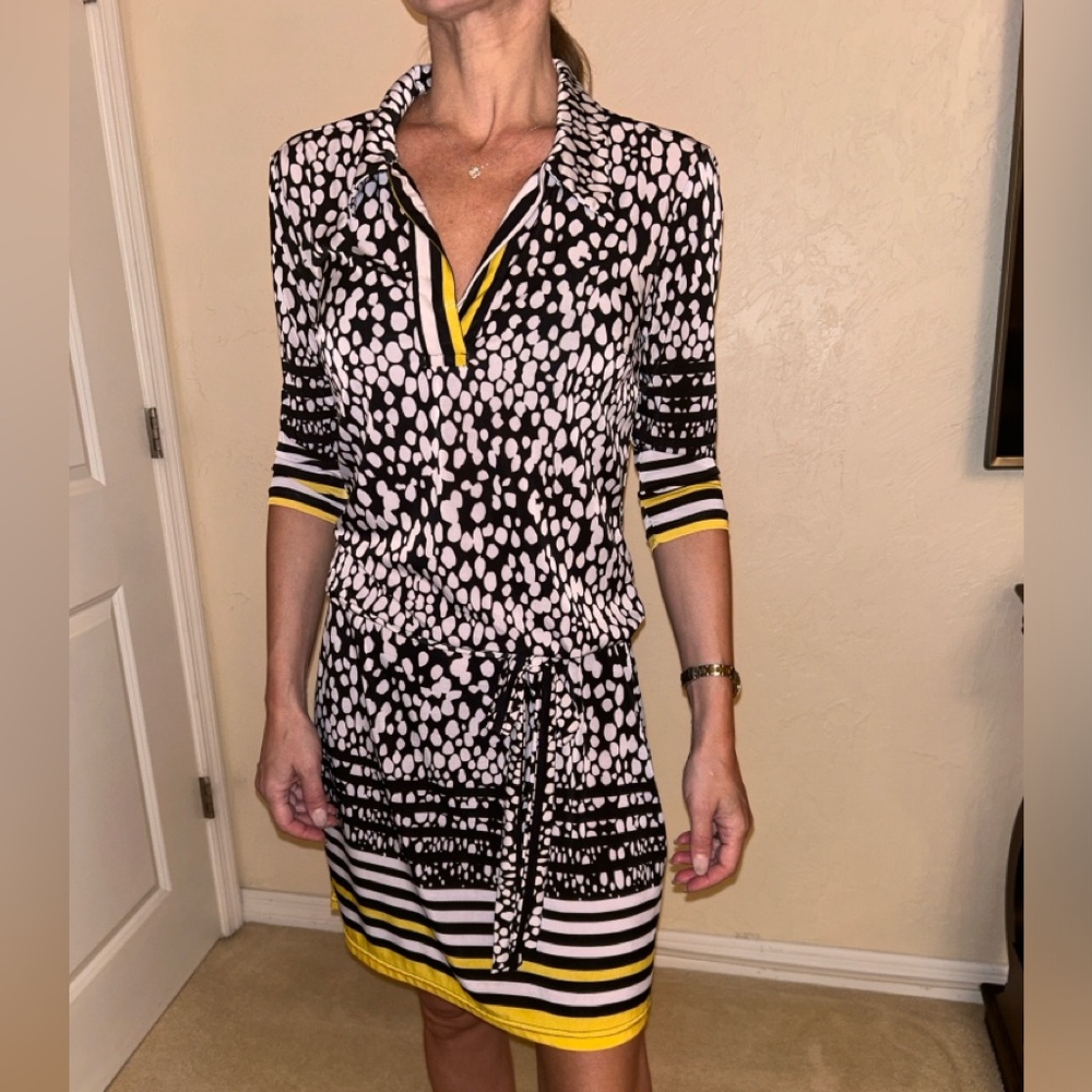 Black White and Yellow Stretchy Dress